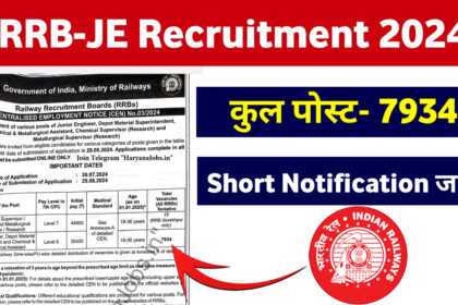 RRB JE Recruitment 2024